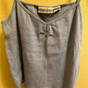 Aeropostale Gray Top with Purple Floral Detail